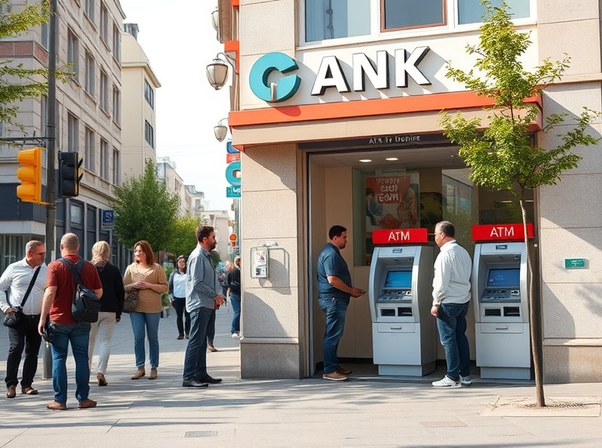ATM in service at a bank branch